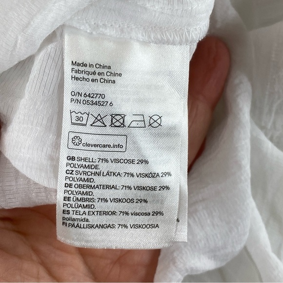 H&M Women’s White Gauzy Lightweight Button-Front Kaftan Cover-Up Sz 14 - Picture 7 of 12